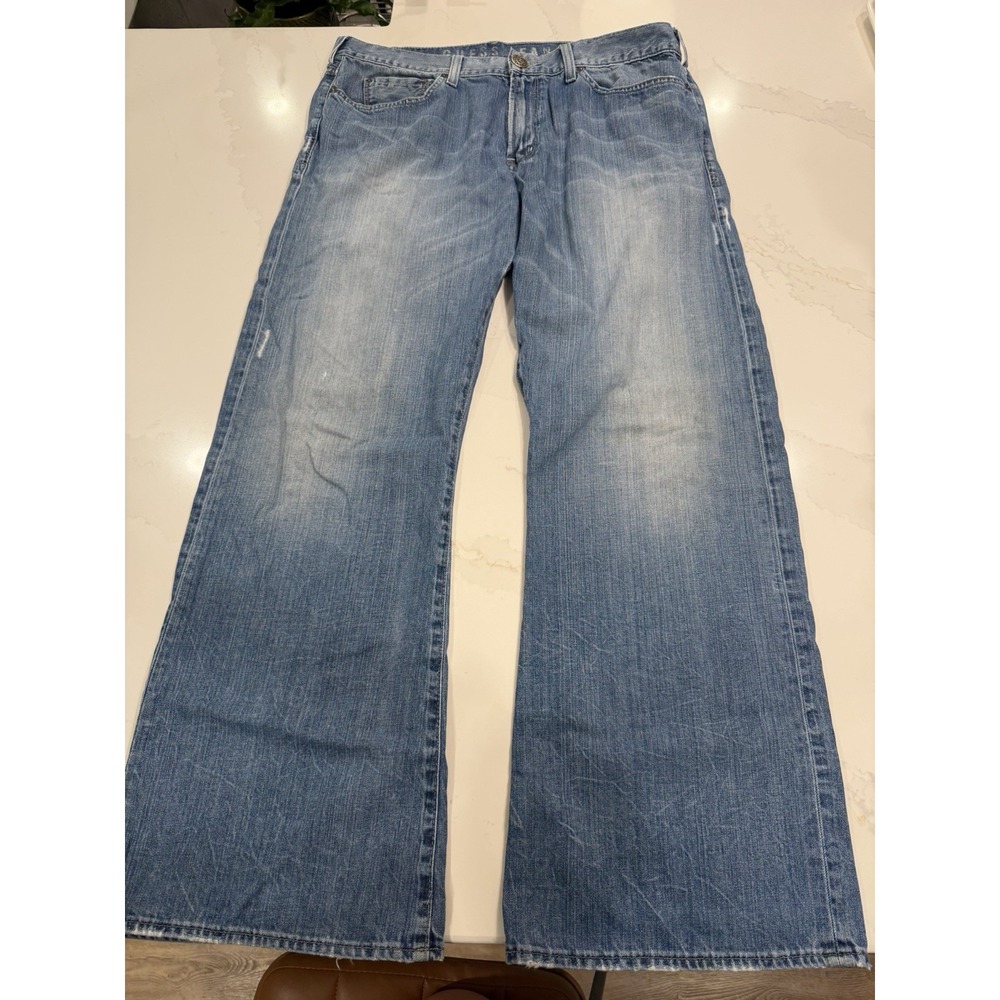 GUESS Cliff Bootcut Jeans Mens 38x32 Blue Excellent Medium Wash Cotton Zip Fly